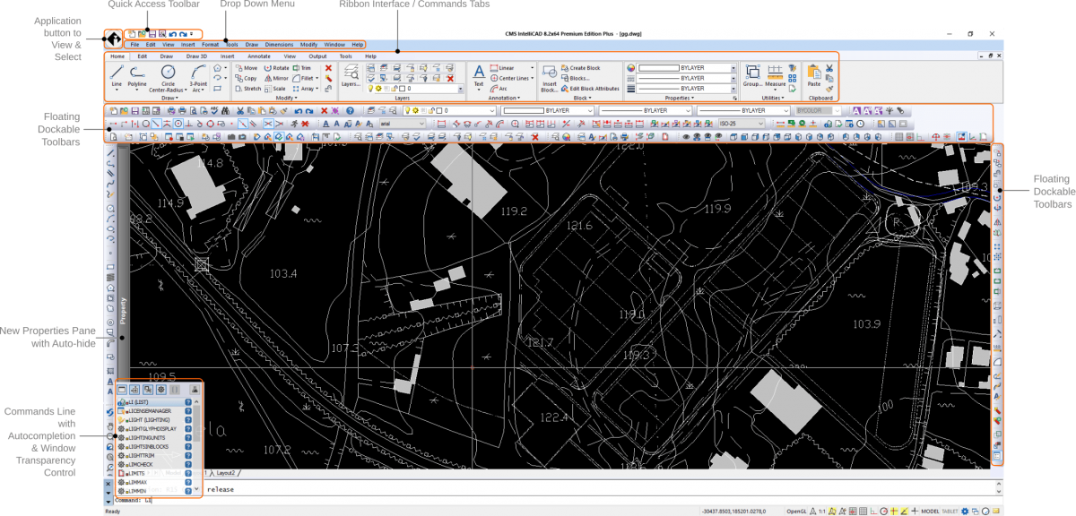 IntelliCAD Ribbon User Interface