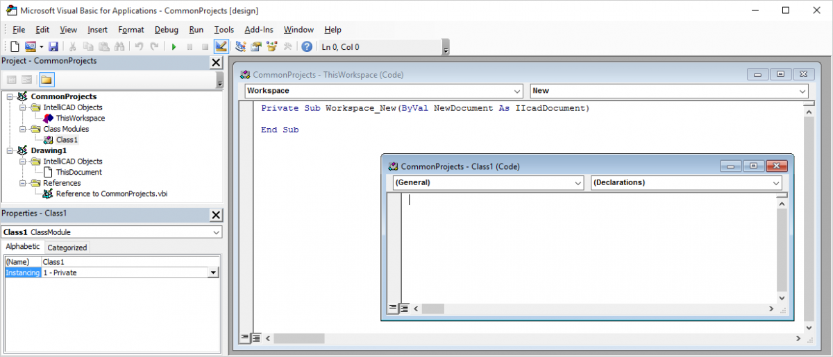 IntelliCAD VBA development environment